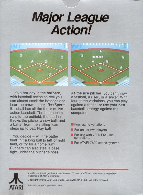 RealSports Baseball box art for Atari 7800